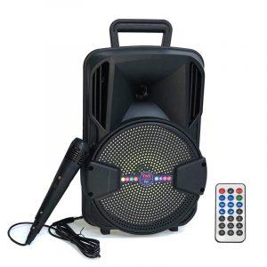 Super oferta boxa activa portabila, bass puternic , 200 W,Microfon Cu Fir, USB, Radio, Bluetooth,Telecomandă + Cadou casca bluetooth + husa tableta