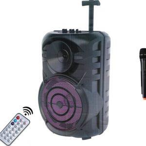 Boxa Activa Portabila TrollerZQS,450W, 15 Inch , Microfon Wireless, USB, Radio,Bluetooth,Telecomanda JOC LUMINI RGB