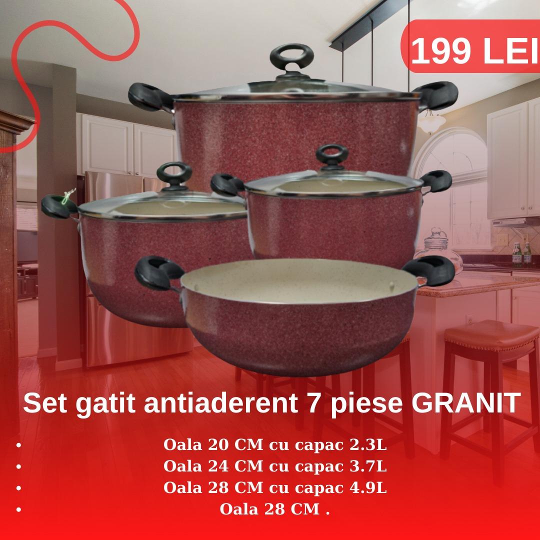 SET OALE antiaderent 7 piese GRANIT, 3 Straturi